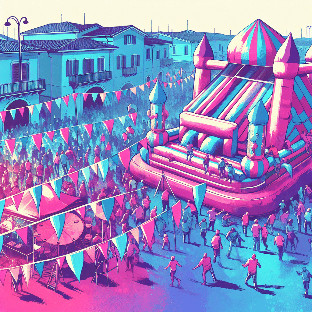 Carnevale a Matelica: piazza colorata con giochi e gonfiabili per i bambini. Evento imperdibile per festeggiare il giovedì grasso!